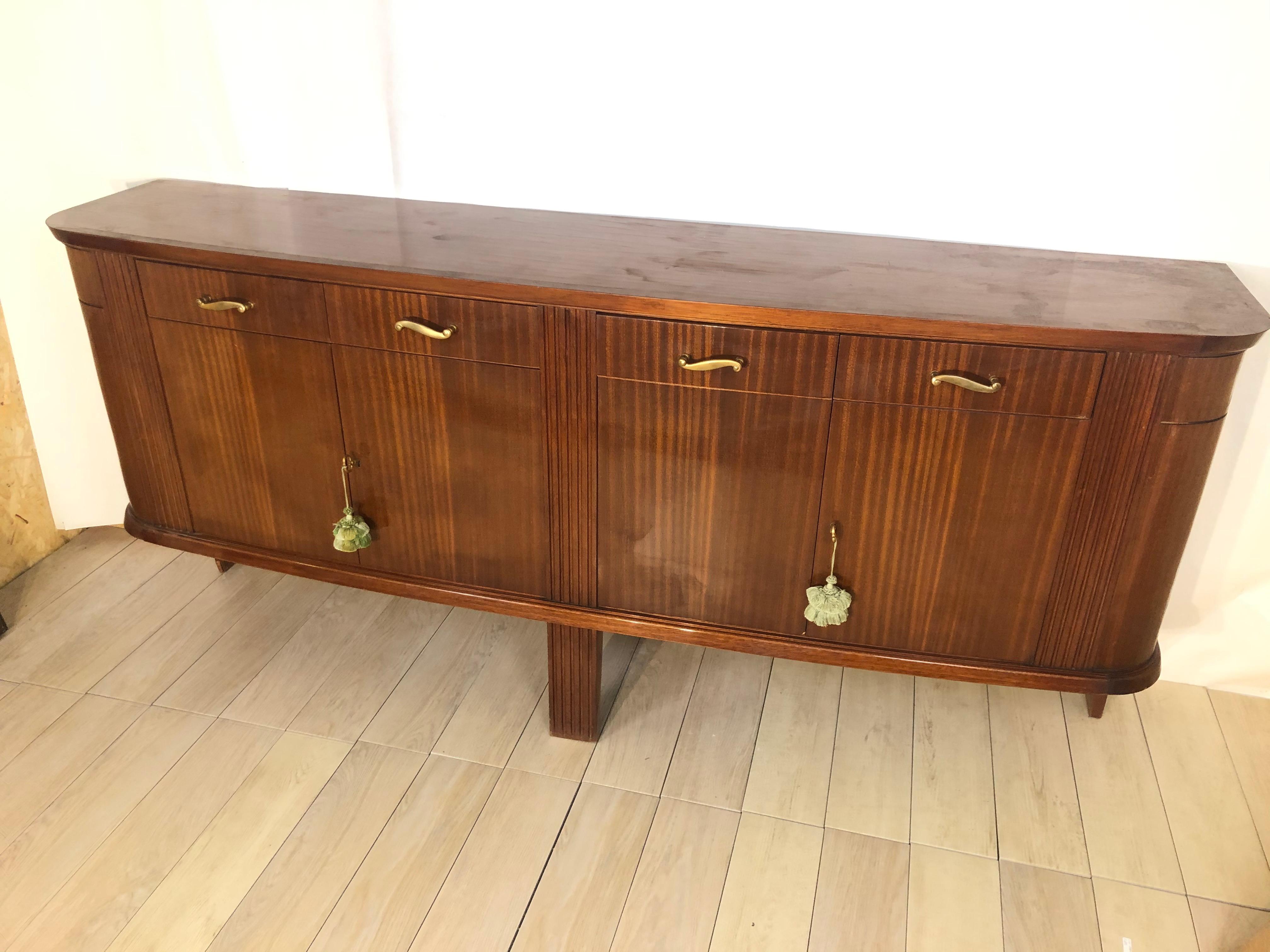 Italian 20th Century Design Sideboard in Mahogany, 1970s For Sale