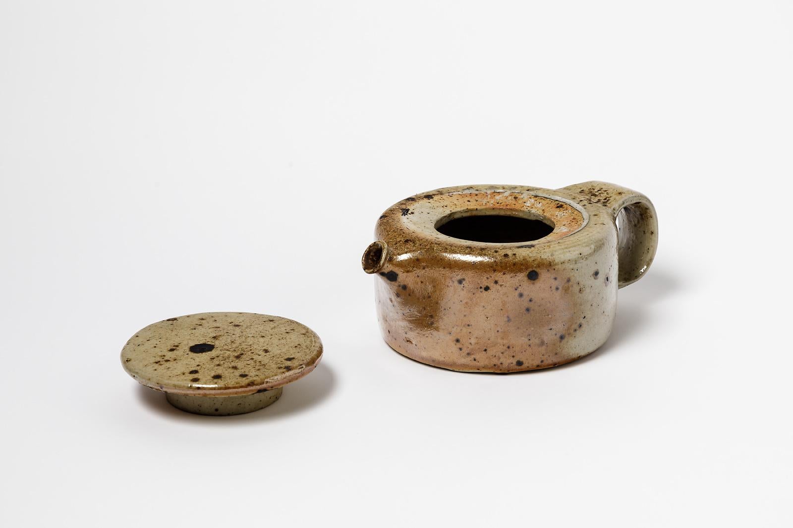 Mid-Century Modern 20th Century Design Stoneware Ceramic Tea Pot by Montreau Lohoof 1970 La Borne For Sale