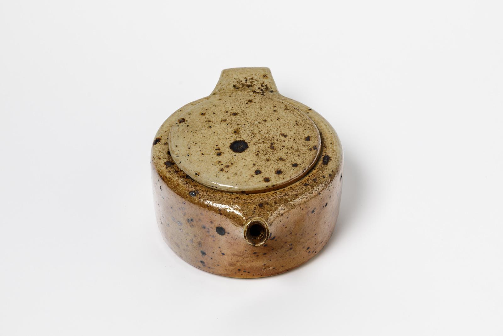 20th Century Design Stoneware Ceramic Tea Pot by Montreau Lohoof 1970 La Borne In Excellent Condition For Sale In Neuilly-en- sancerre, FR
