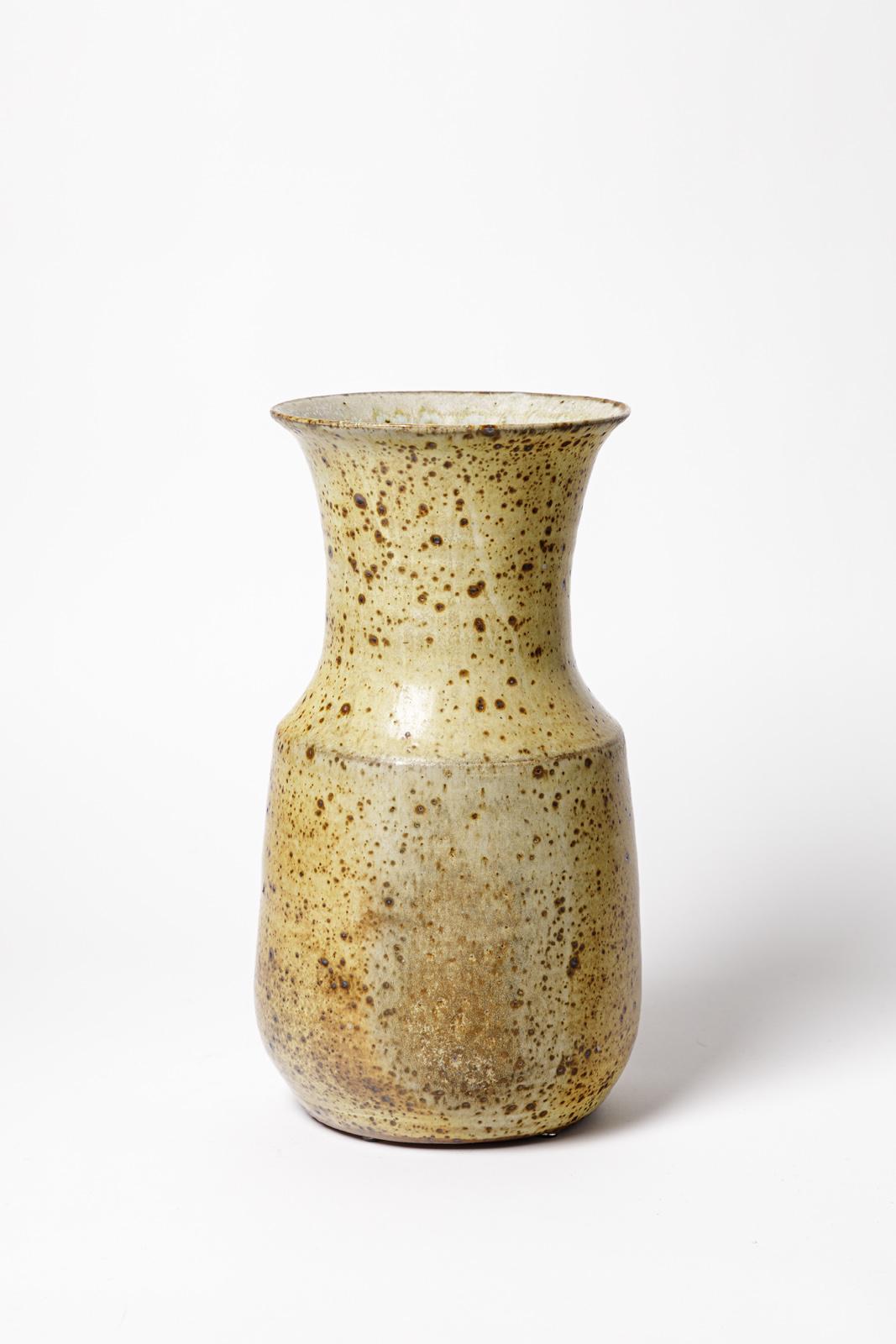 Mid-Century Modern 20th Century Design Stoneware Ceramic Vase by Gustave Tiffoche, circa 1970