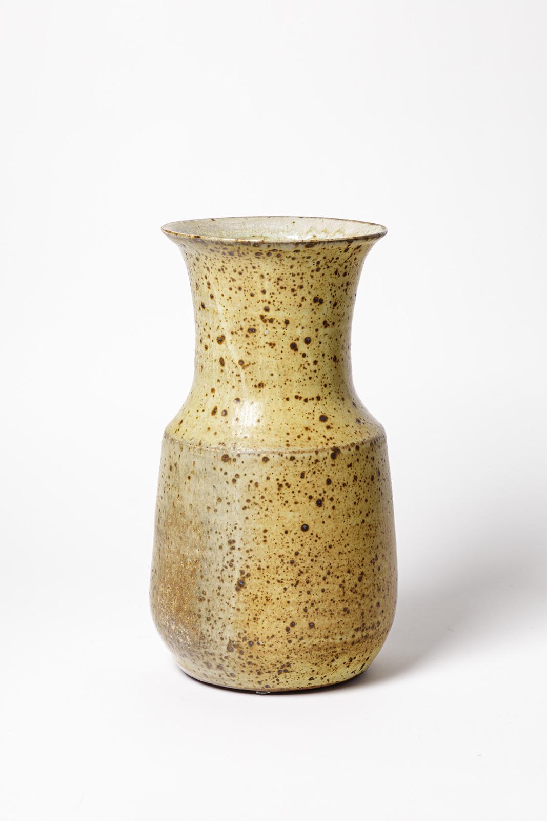 French 20th Century Design Stoneware Ceramic Vase by Gustave Tiffoche, circa 1970