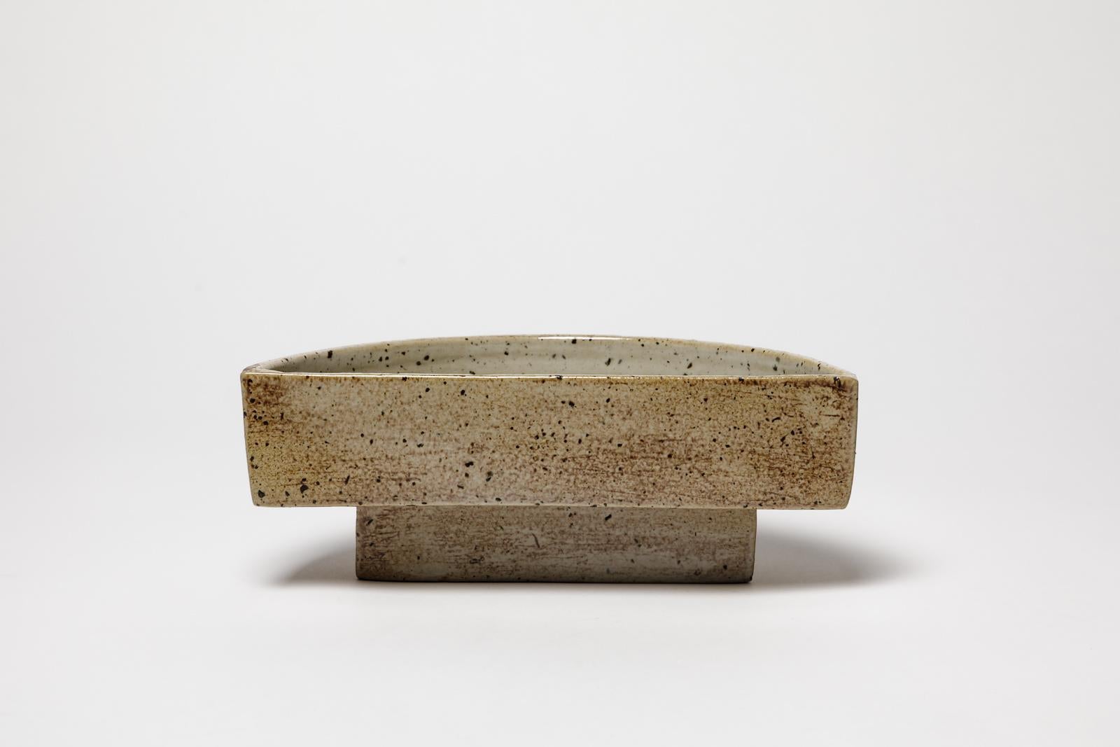 Mid-Century Modern 20th century design unique handmade ceramic vide poche or dish 1970 La Borne For Sale