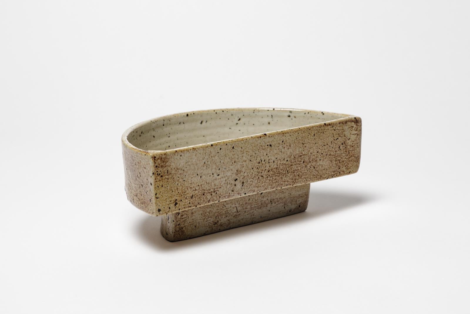 French 20th century design unique handmade ceramic vide poche or dish 1970 La Borne For Sale