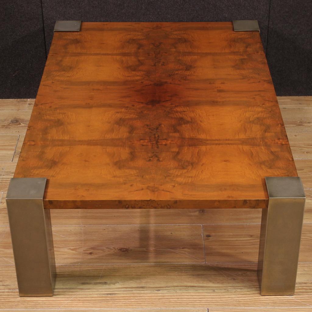 20th Century Design Veneered Walnut Wood and Metal Italian Coffee Table, 1970  For Sale 5