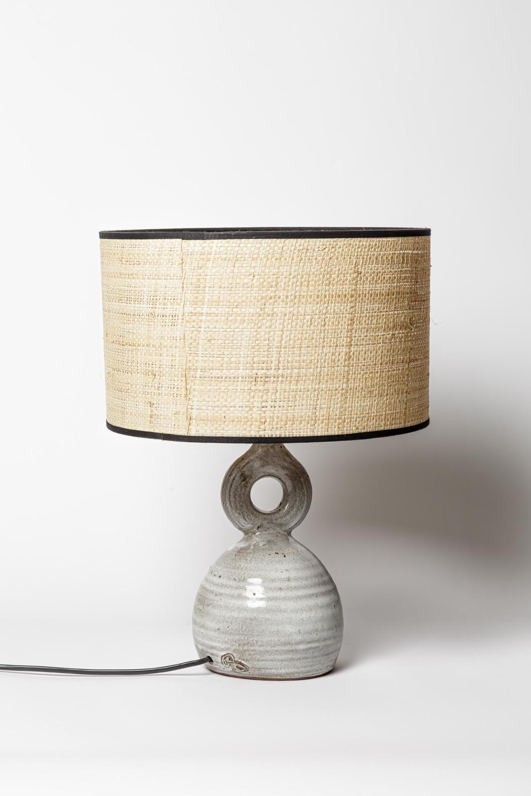 Ceramic 20th century design white ceramic table lamp by Jeanne and Norbert Pierlot 1960