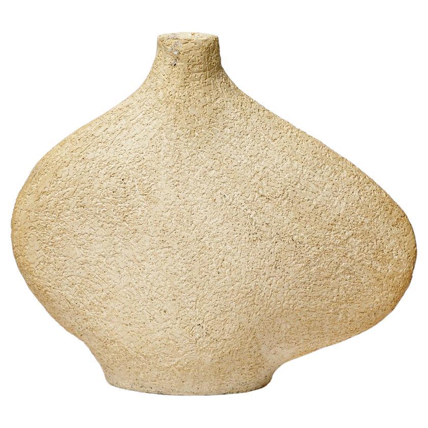 20th century design white ceramic vase free form abstract circa 1960 For Sale