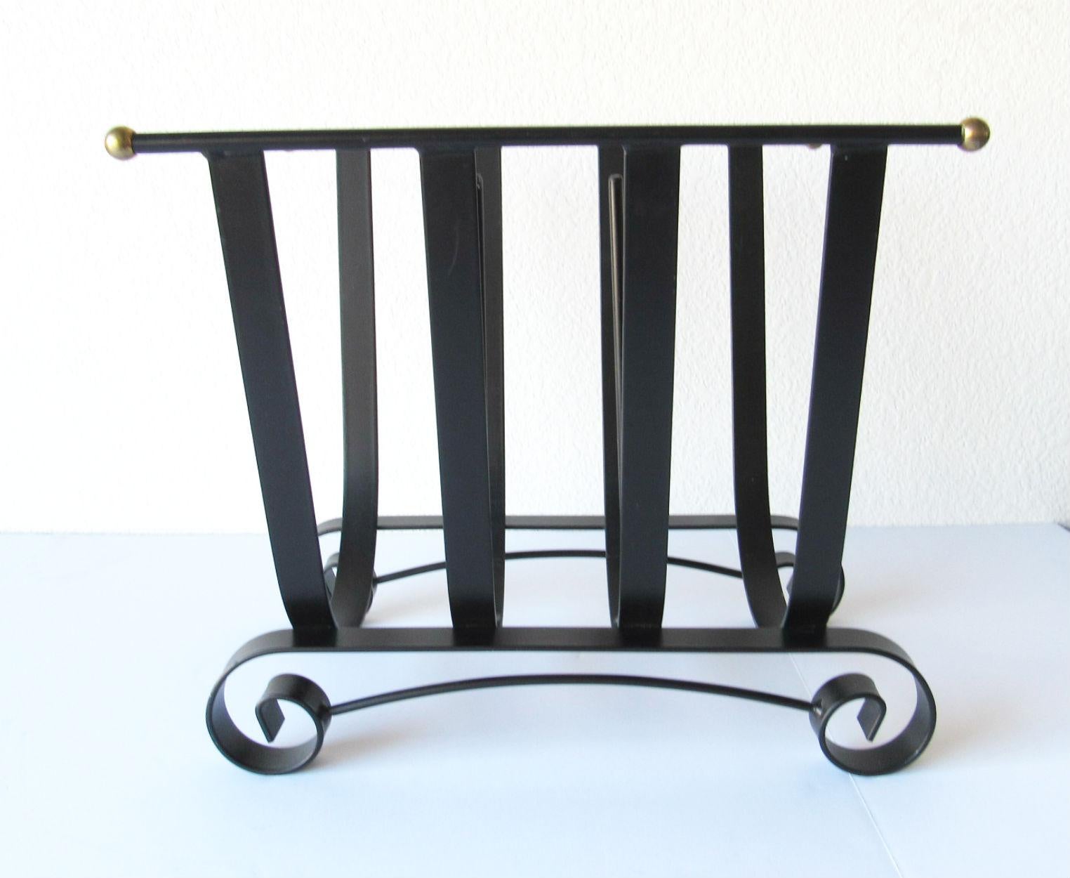 20th Century Design Wrought Iron Log Holder or Magazine Holder In Good Condition For Sale In Surprise, AZ