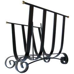 20th Century Design Wrought Iron Log Holder or Magazine Holder