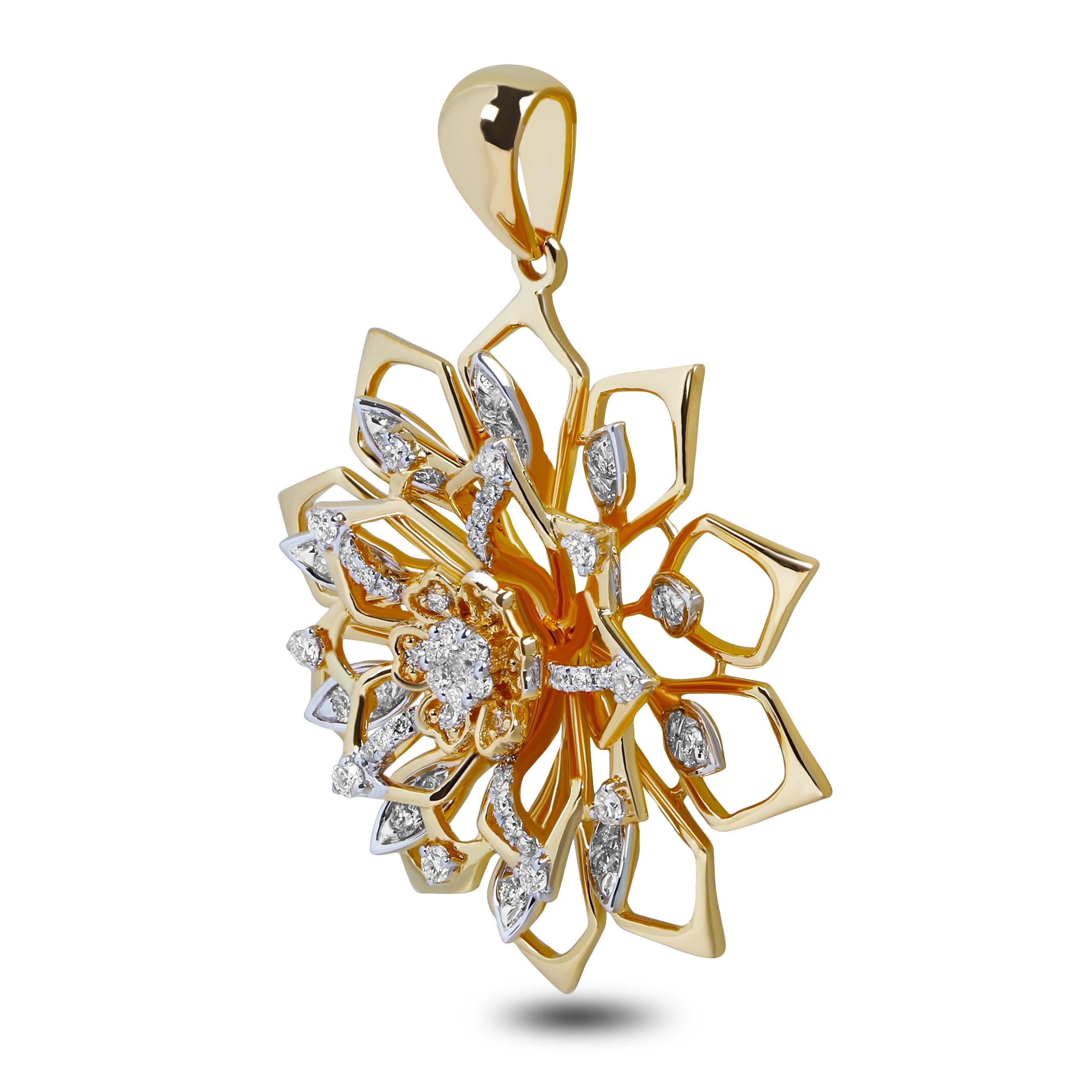 Anglo-Indian 20th Century Designer Sun-Flower Pendant For Sale
