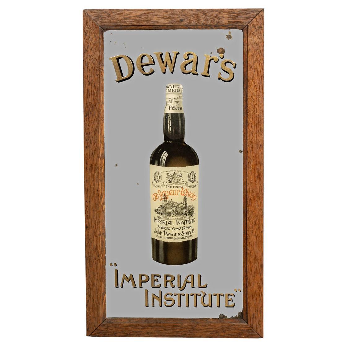 Old Liqueur Whisky Mirror, Dewars & Sons du 20e siècle, vers 1930