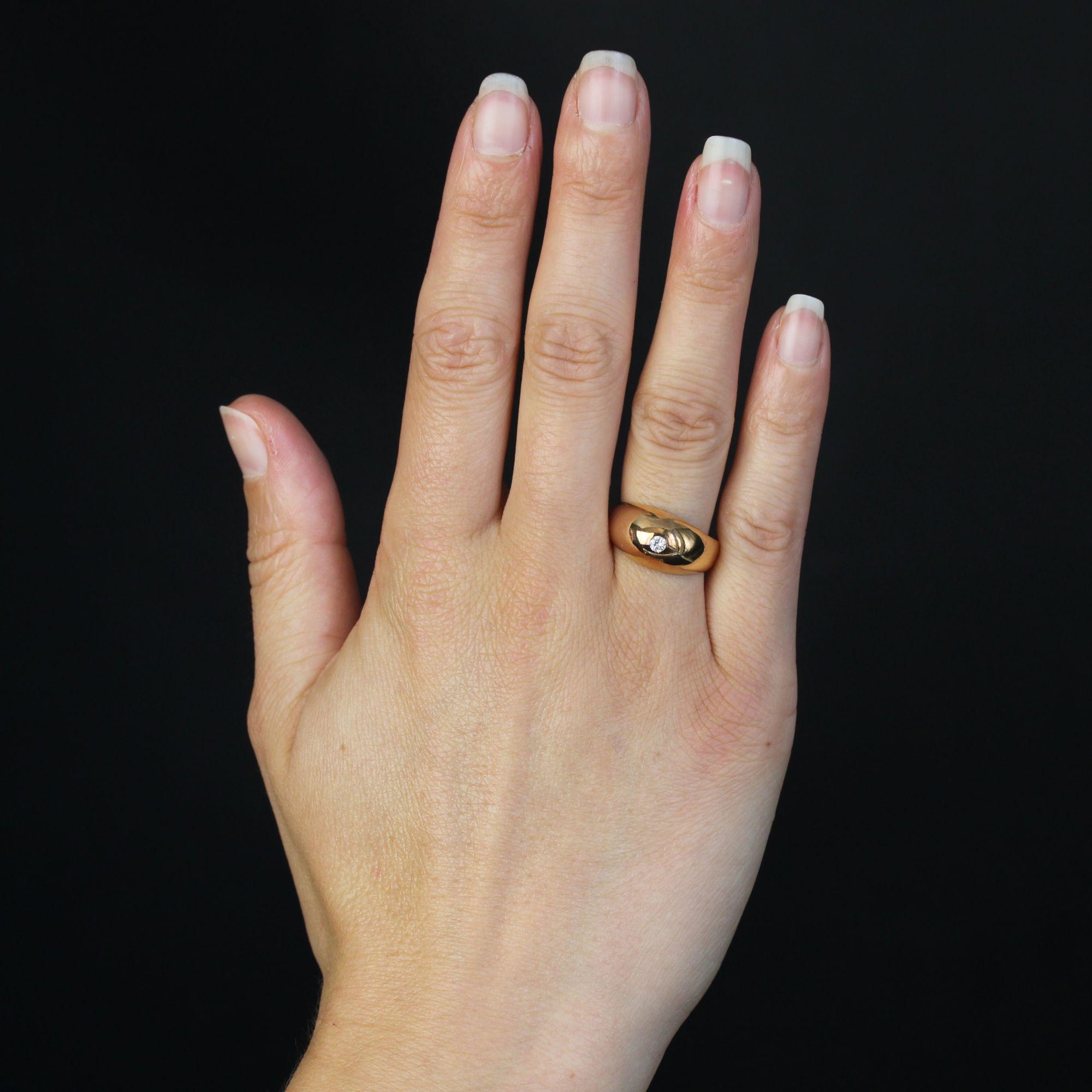 Brilliant Cut 20th Century Diamond 18 Karat Rose Gold Curved Bangle Ring For Sale