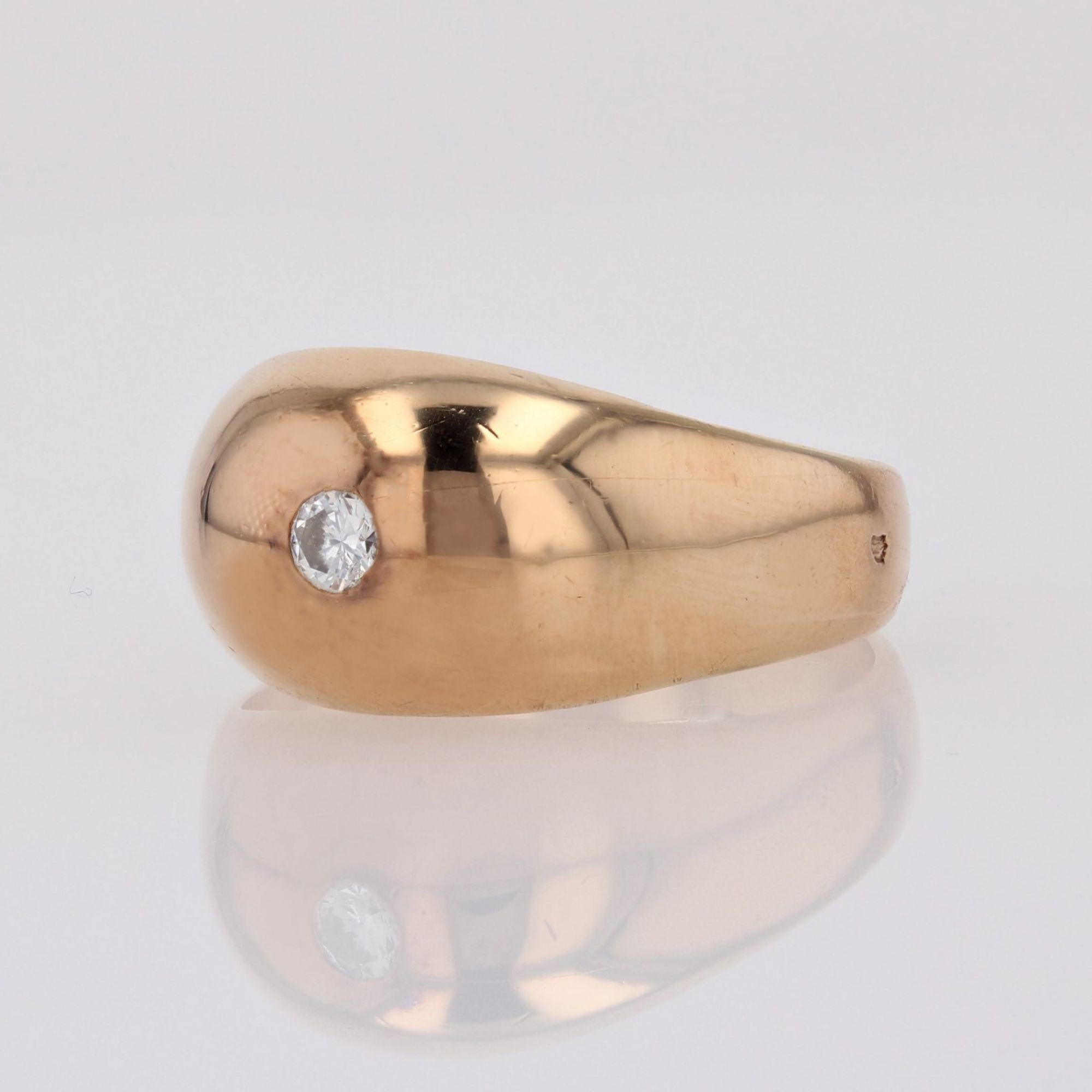 20th Century Diamond 18 Karat Rose Gold Curved Bangle Ring In Good Condition For Sale In Poitiers, FR