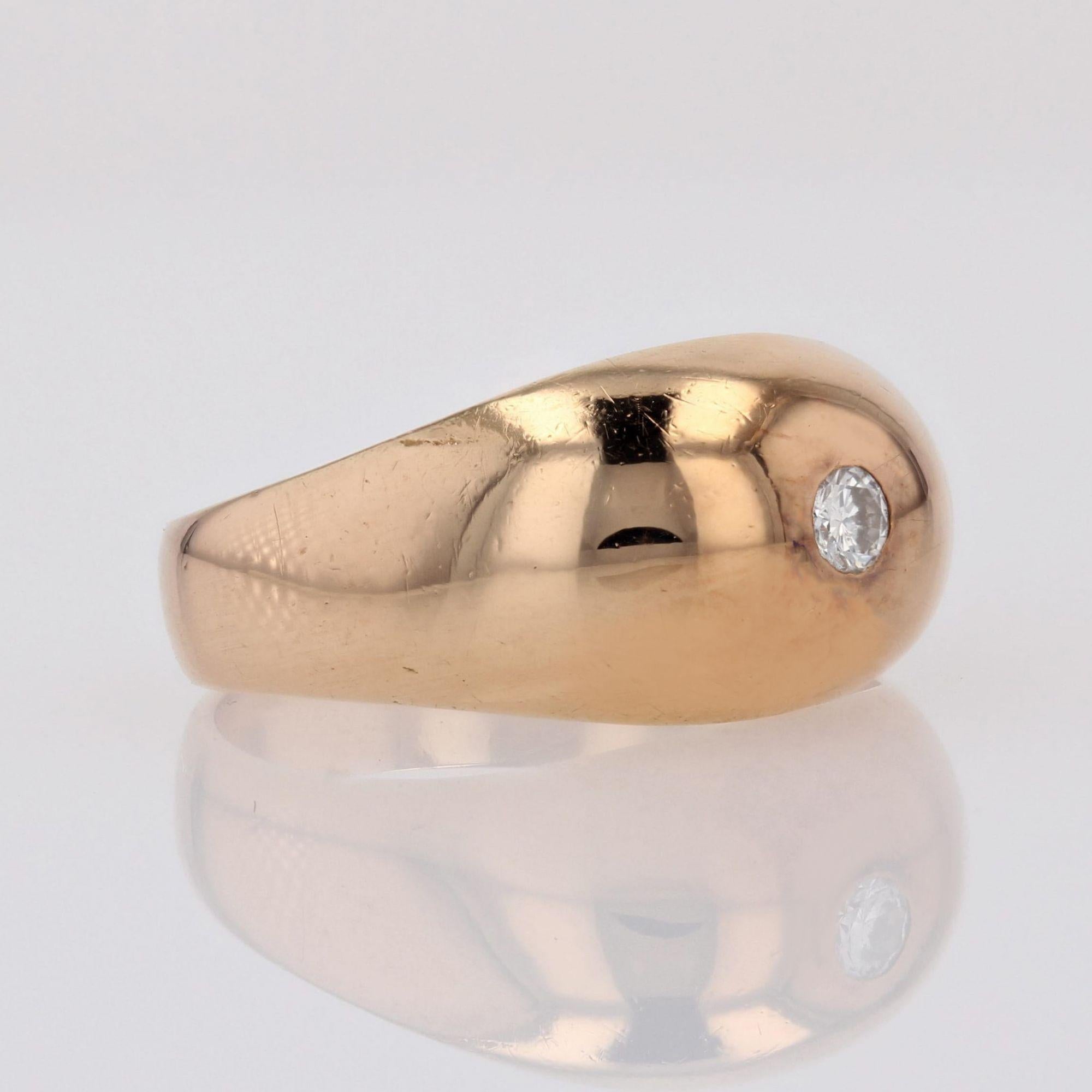 Women's 20th Century Diamond 18 Karat Rose Gold Curved Bangle Ring For Sale