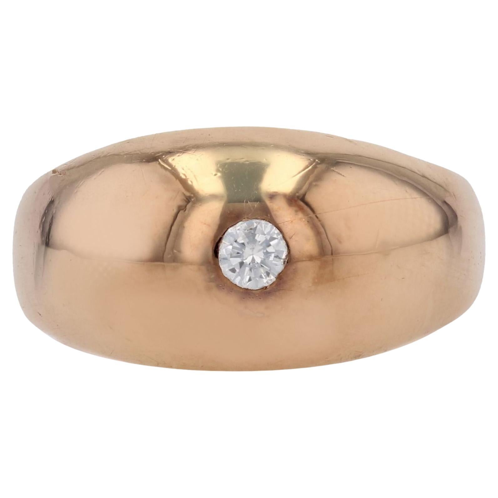 20th Century Diamond 18 Karat Rose Gold Curved Bangle Ring For Sale