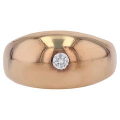 Antique 20th Century Diamond 18 Karat Rose Gold Curved Bangle Ring