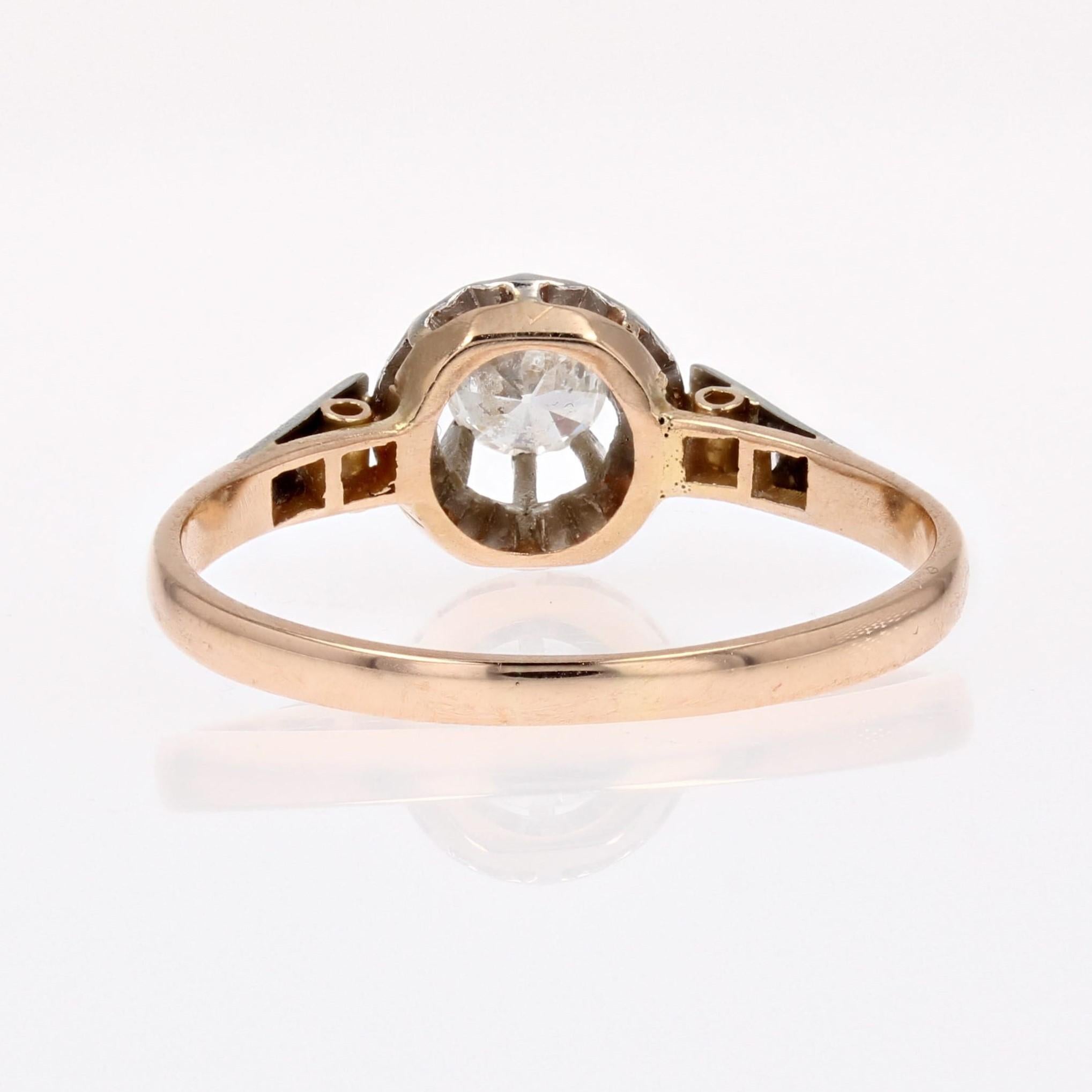 Bague solitaire en or rose 18 carats avec diamant du 20e siècle en vente 4