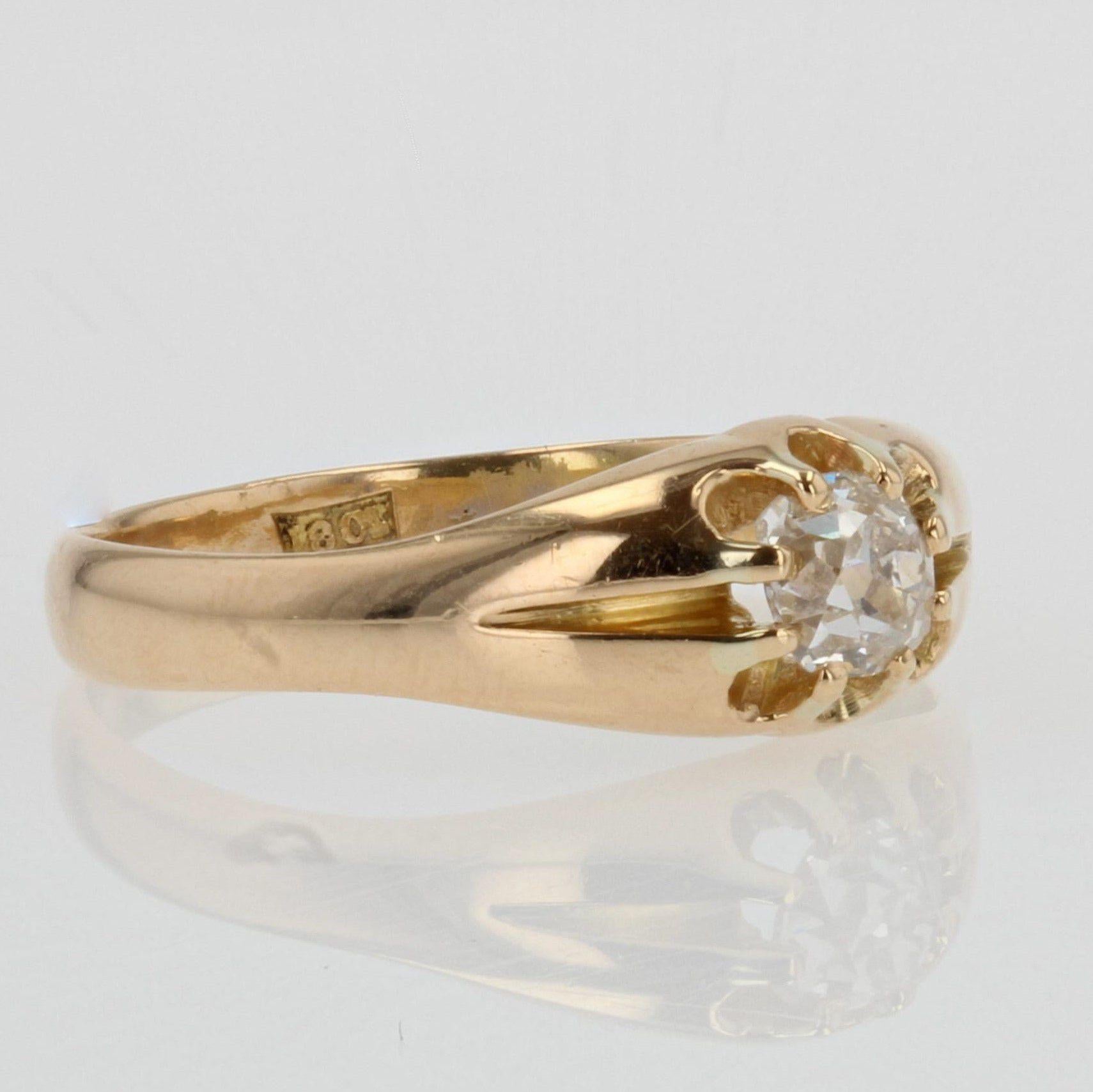 20. Jahrhundert Diamant 18 Karat Gelbgold Antiker Ring im Zustand „Gut“ im Angebot in Poitiers, FR