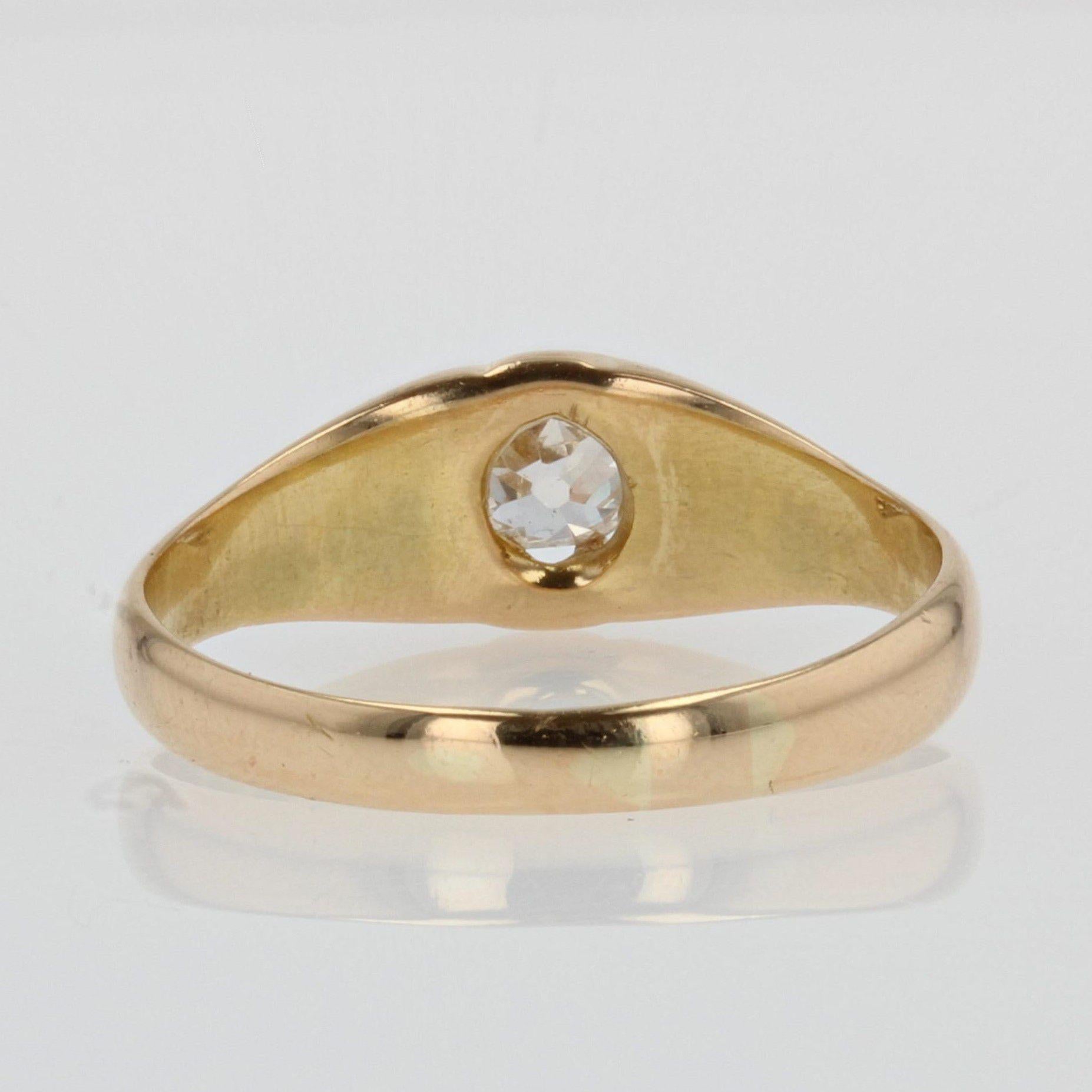 Women's or Men's 20th Century Diamond 18 Karat Yellow Gold Antique Ring For Sale
