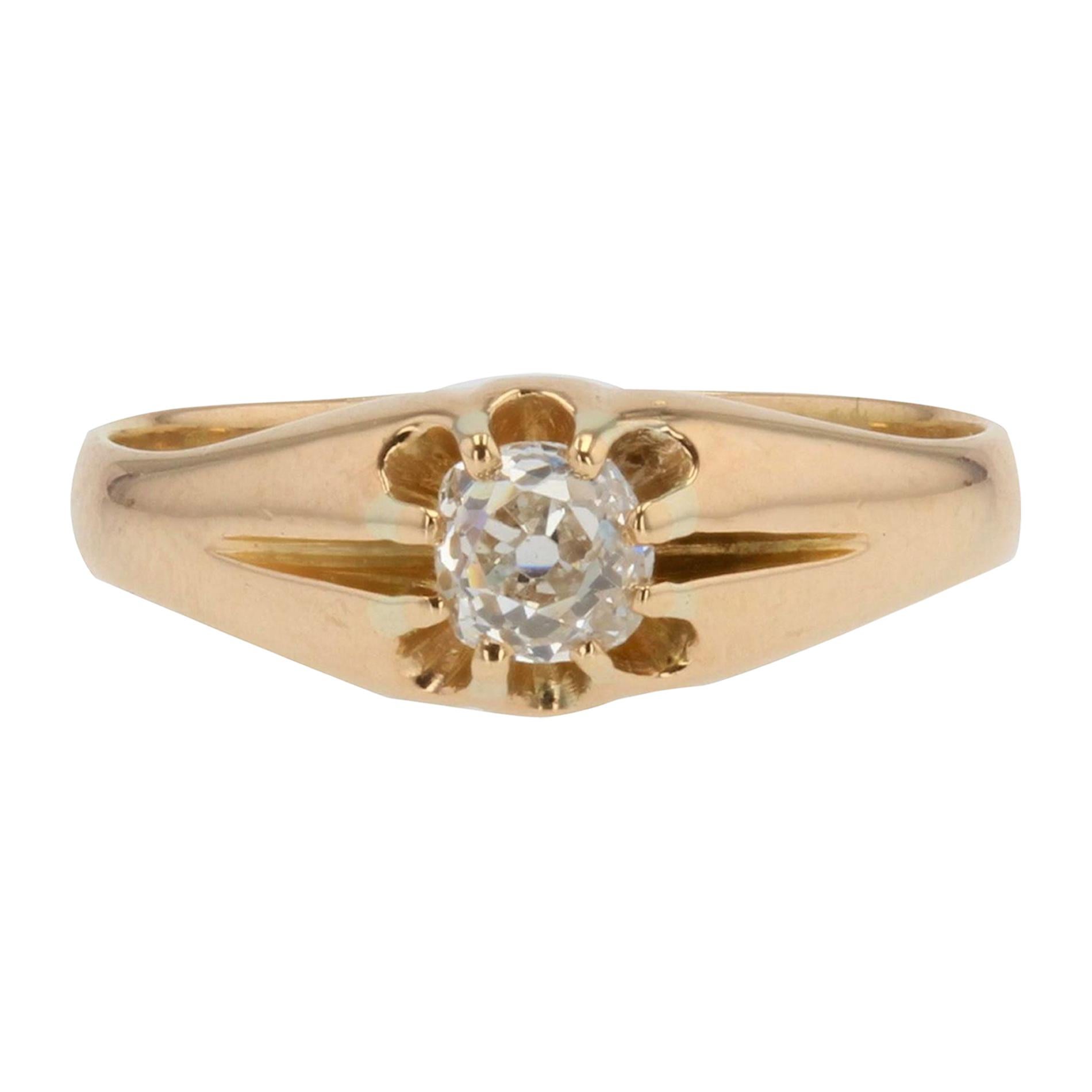 20th Century Diamond 18 Karat Yellow Gold Antique Ring For Sale