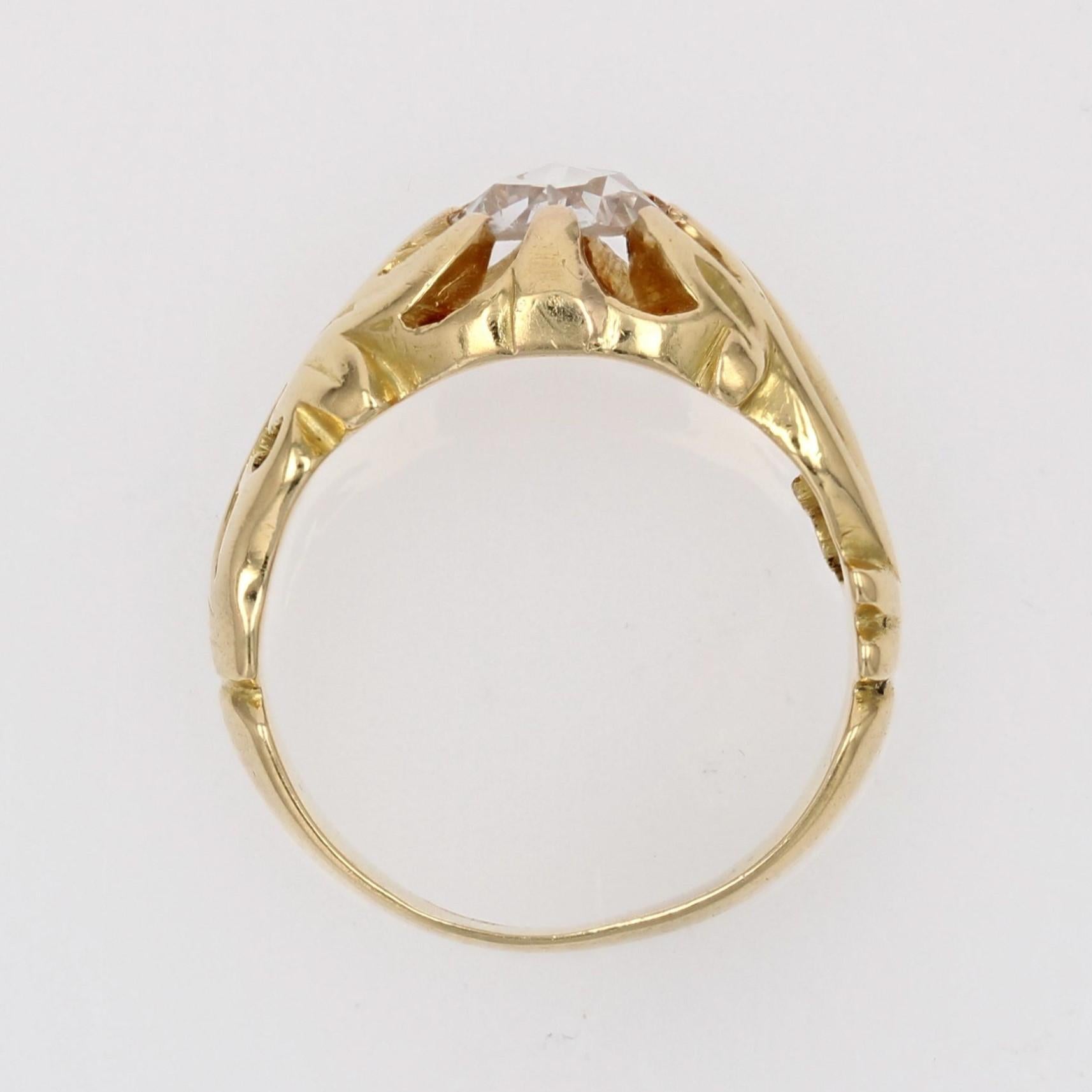 20th Century Diamond 18 Karat Yellow Gold Engraved Bangle Ring For Sale 8