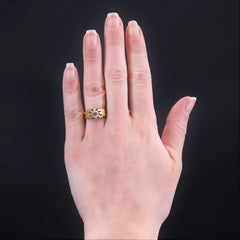 20th Century Diamond 18 Karat Yellow Gold Engraved Bangle Ring