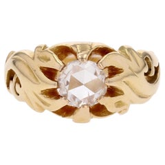 Bague bracelet en or jaune 18 carats gravée de diamants du 20e siècle