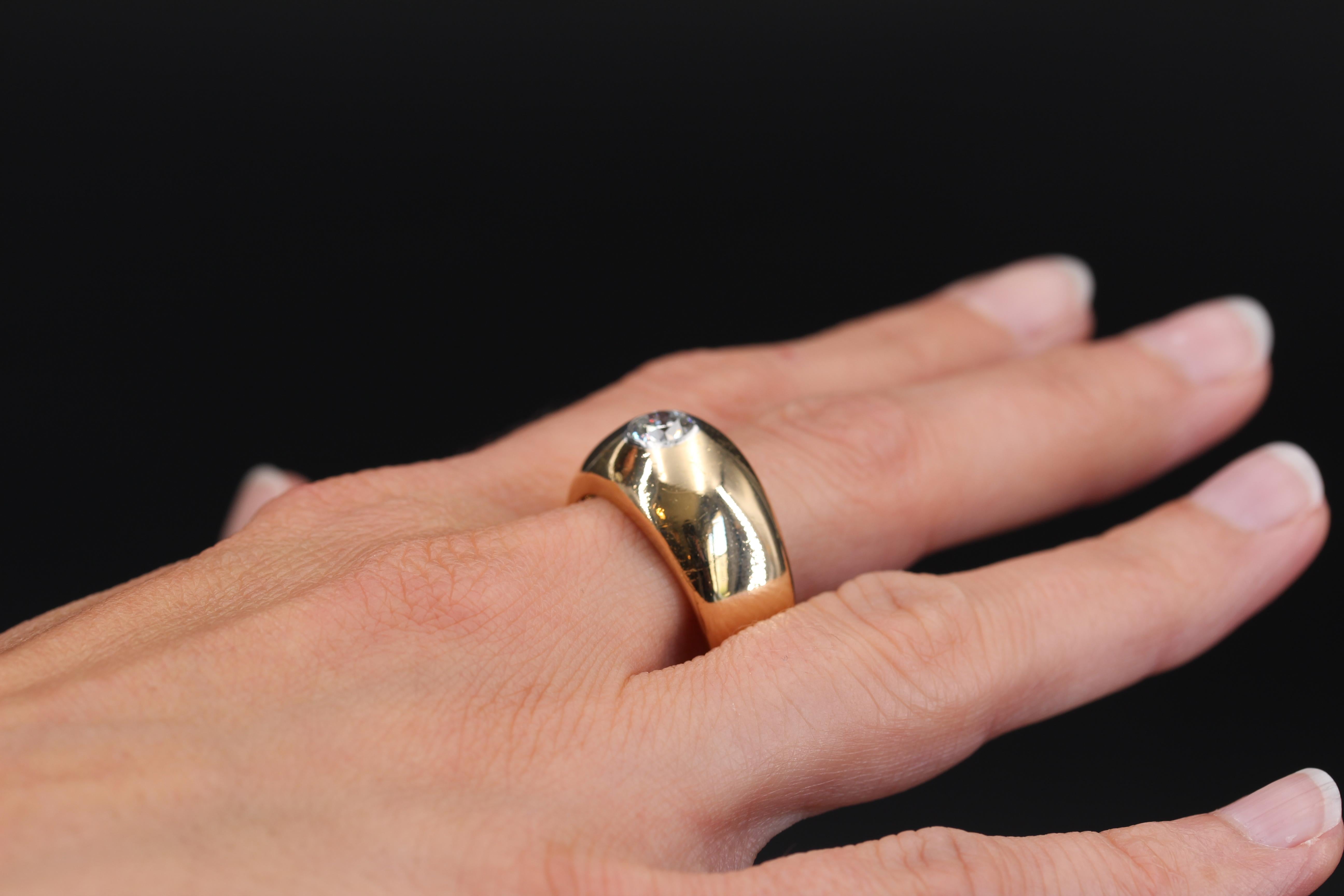 20th Century Diamond 18 Karat Yellow Gold Large Bangle Ring For Sale 6