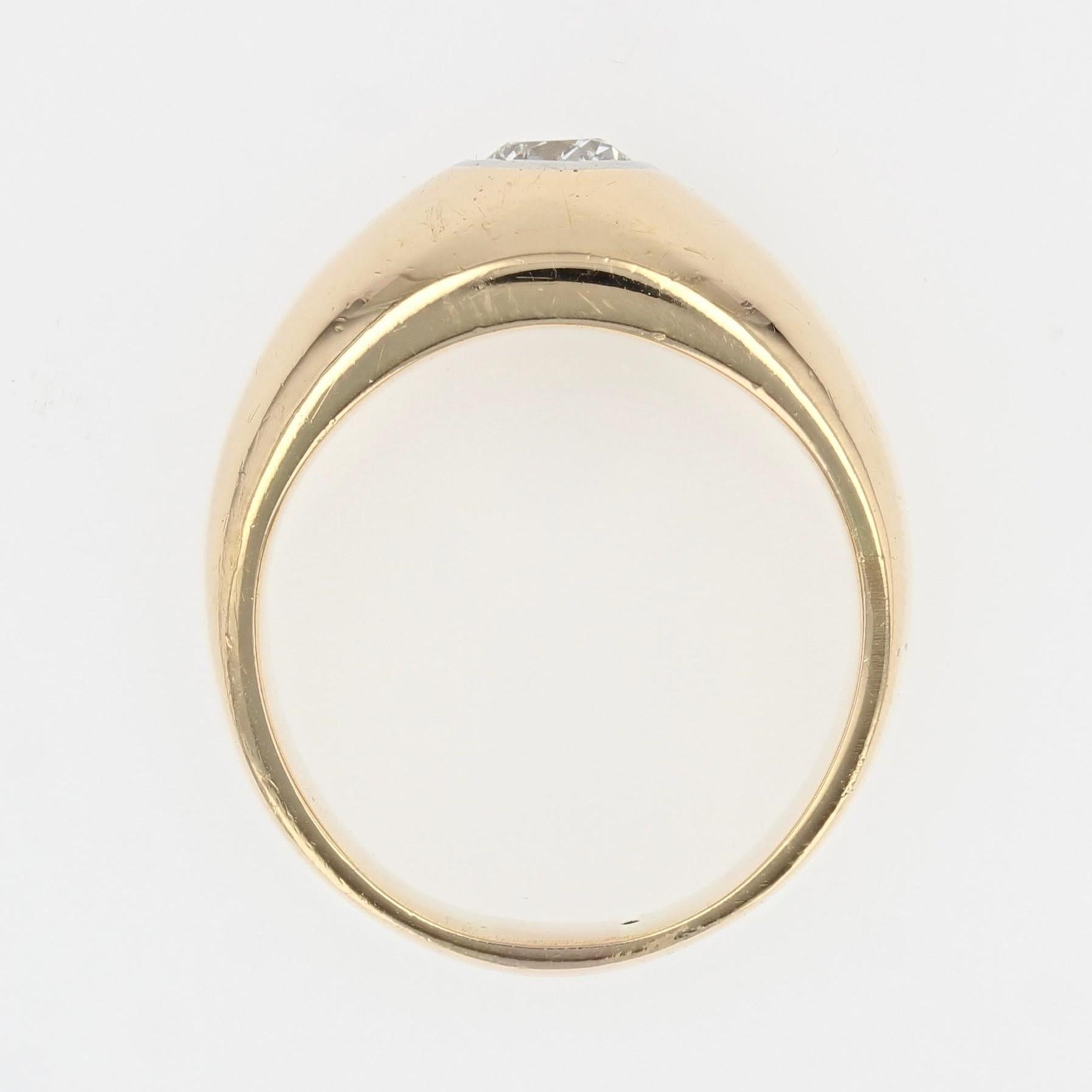 20th Century Diamond 18 Karat Yellow Gold Large Bangle Ring For Sale 7