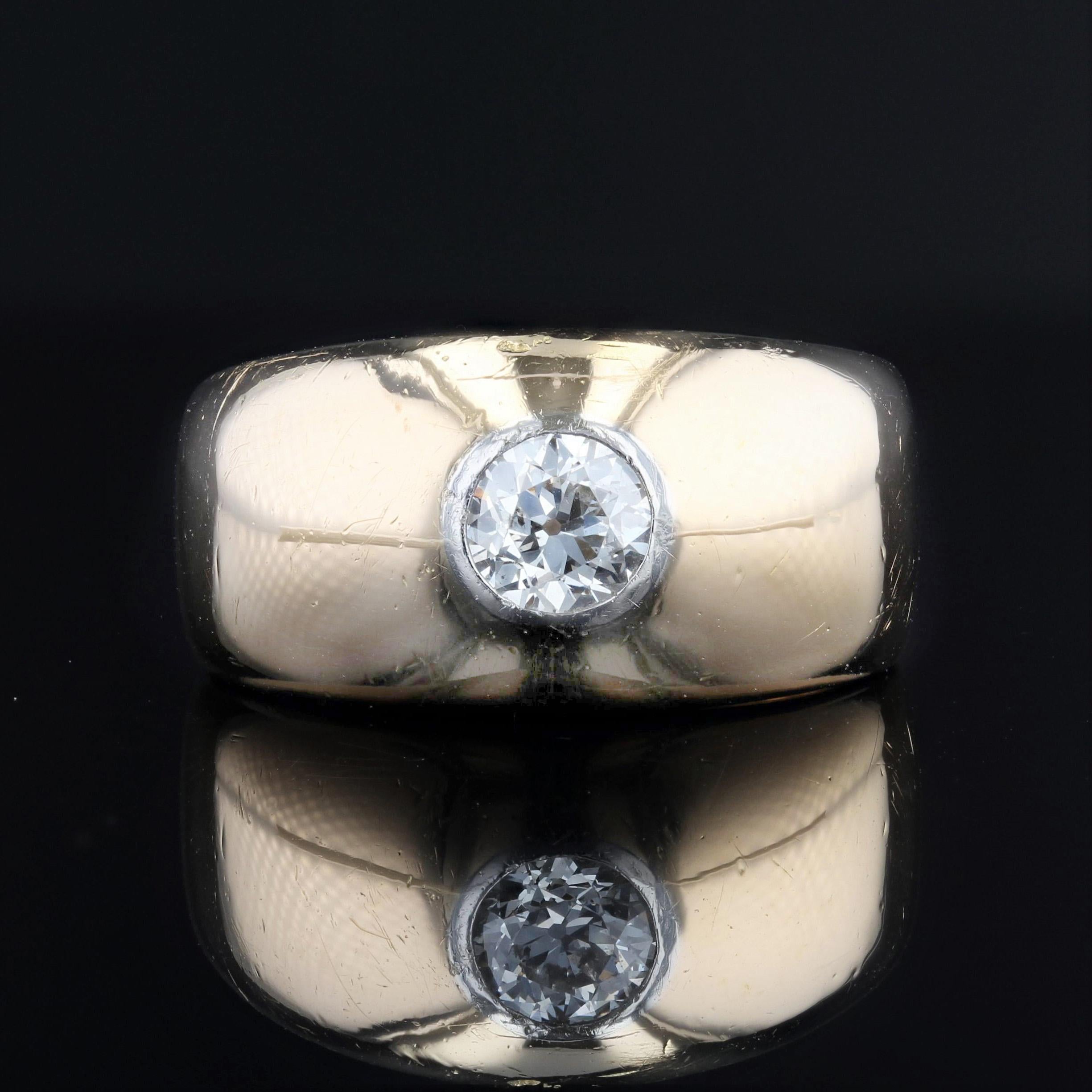 Belle Époque 20th Century Diamond 18 Karat Yellow Gold Large Bangle Ring For Sale