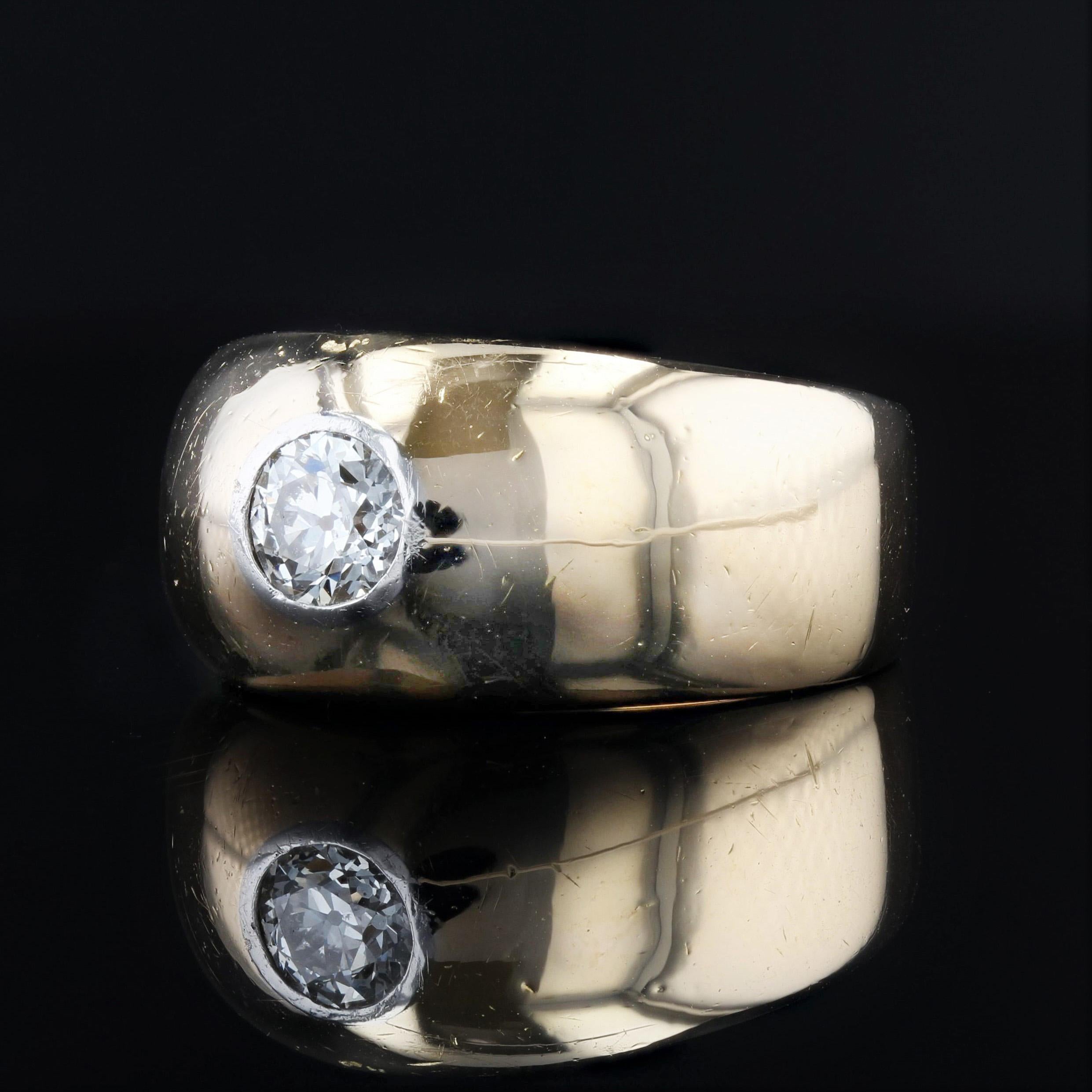 Brilliant Cut 20th Century Diamond 18 Karat Yellow Gold Large Bangle Ring For Sale