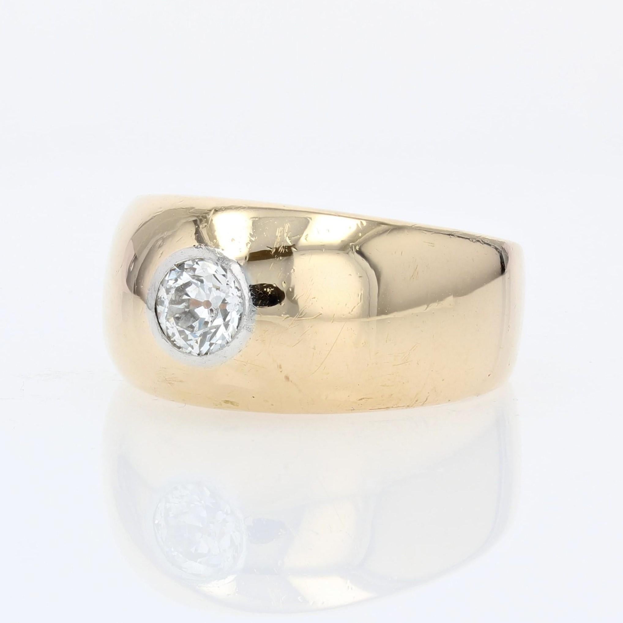 20th Century Diamond 18 Karat Yellow Gold Large Bangle Ring For Sale 1