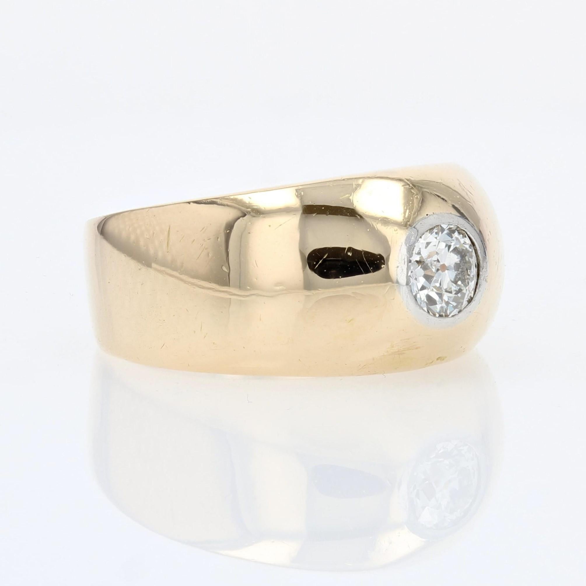 20th Century Diamond 18 Karat Yellow Gold Large Bangle Ring For Sale 3
