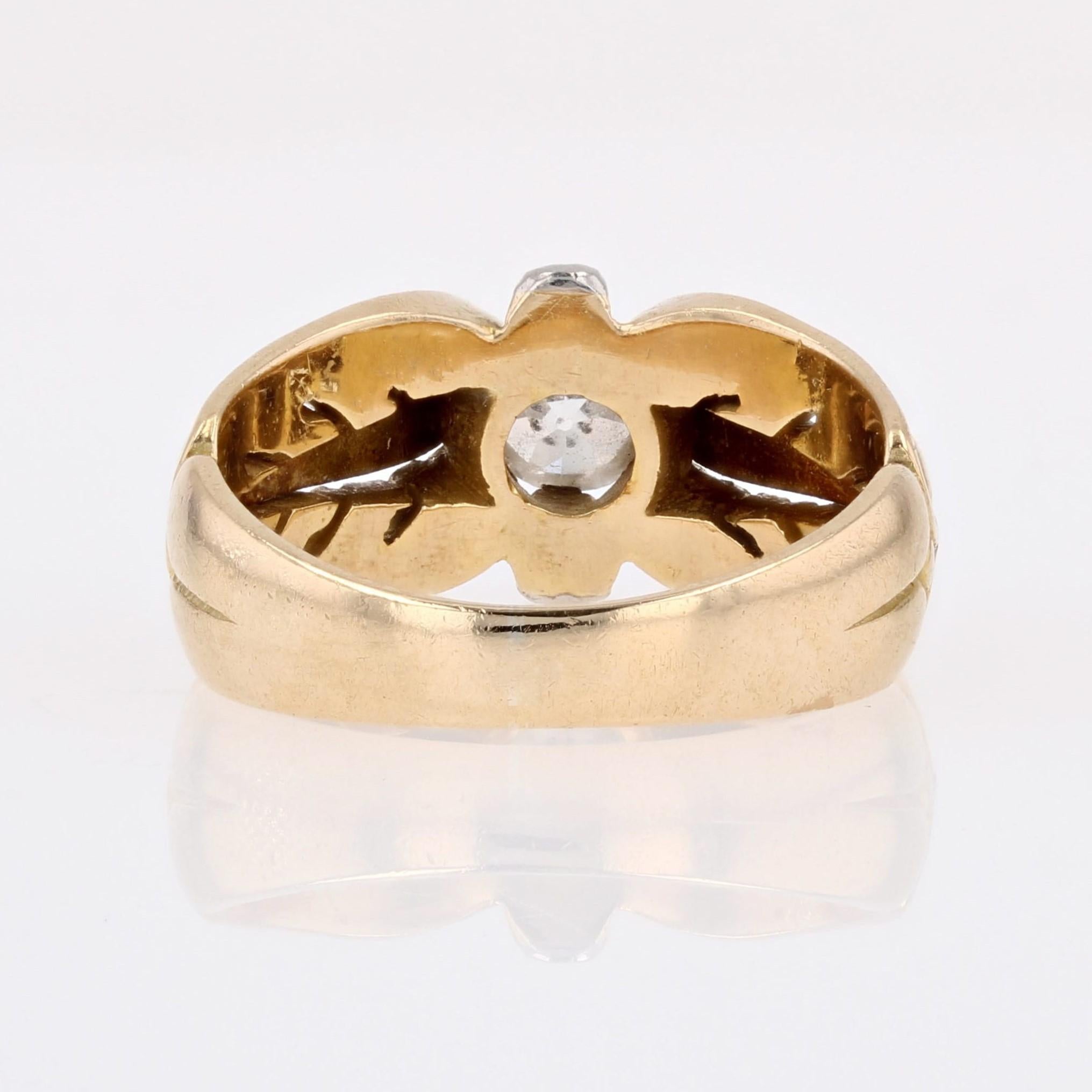 20th Century Diamond 18 Karat Yellow Gold Platinum Bangle Ring For Sale 10