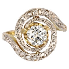 Bague tourbillon en or jaune 18 carats, platine, diamant du 20e siècle