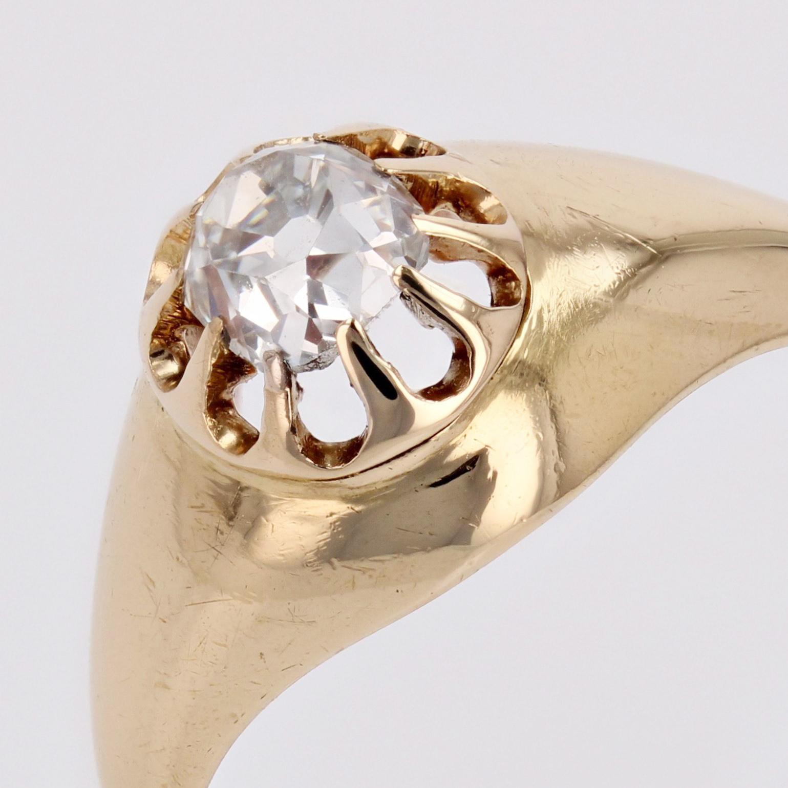 20th Century Diamond 18 Karat Yellow Gold Solitaire Bangle Ring For Sale 4