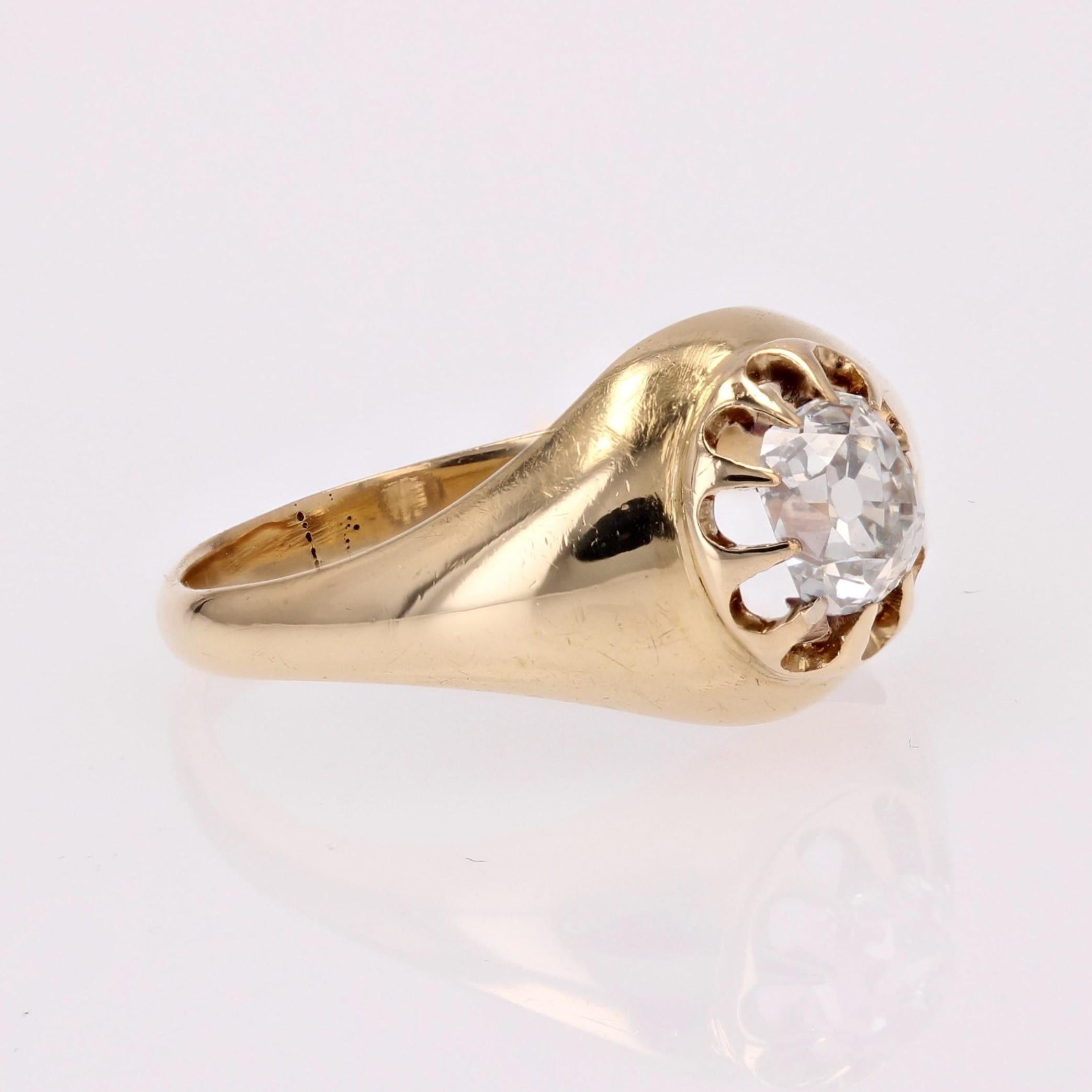 20th Century Diamond 18 Karat Yellow Gold Solitaire Bangle Ring For Sale 5
