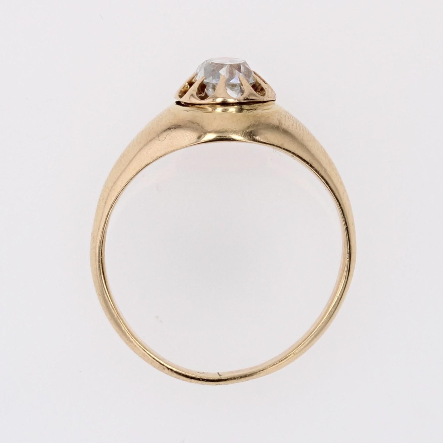 20th Century Diamond 18 Karat Yellow Gold Solitaire Bangle Ring For Sale 10