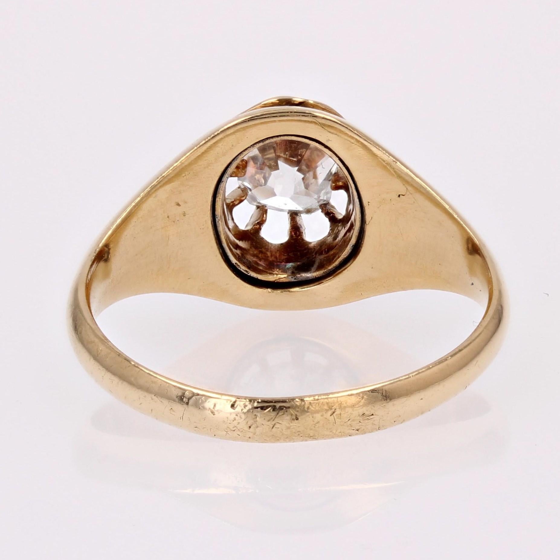 20th Century Diamond 18 Karat Yellow Gold Solitaire Bangle Ring For Sale 11