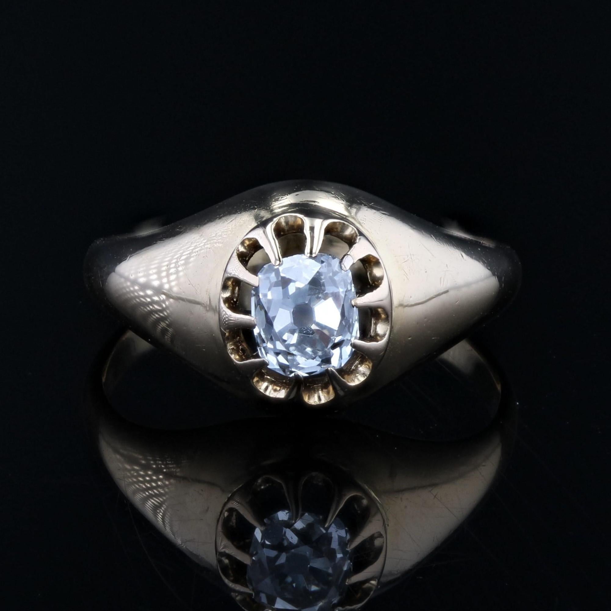20th Century Diamond 18 Karat Yellow Gold Solitaire Bangle Ring In Good Condition For Sale In Poitiers, FR