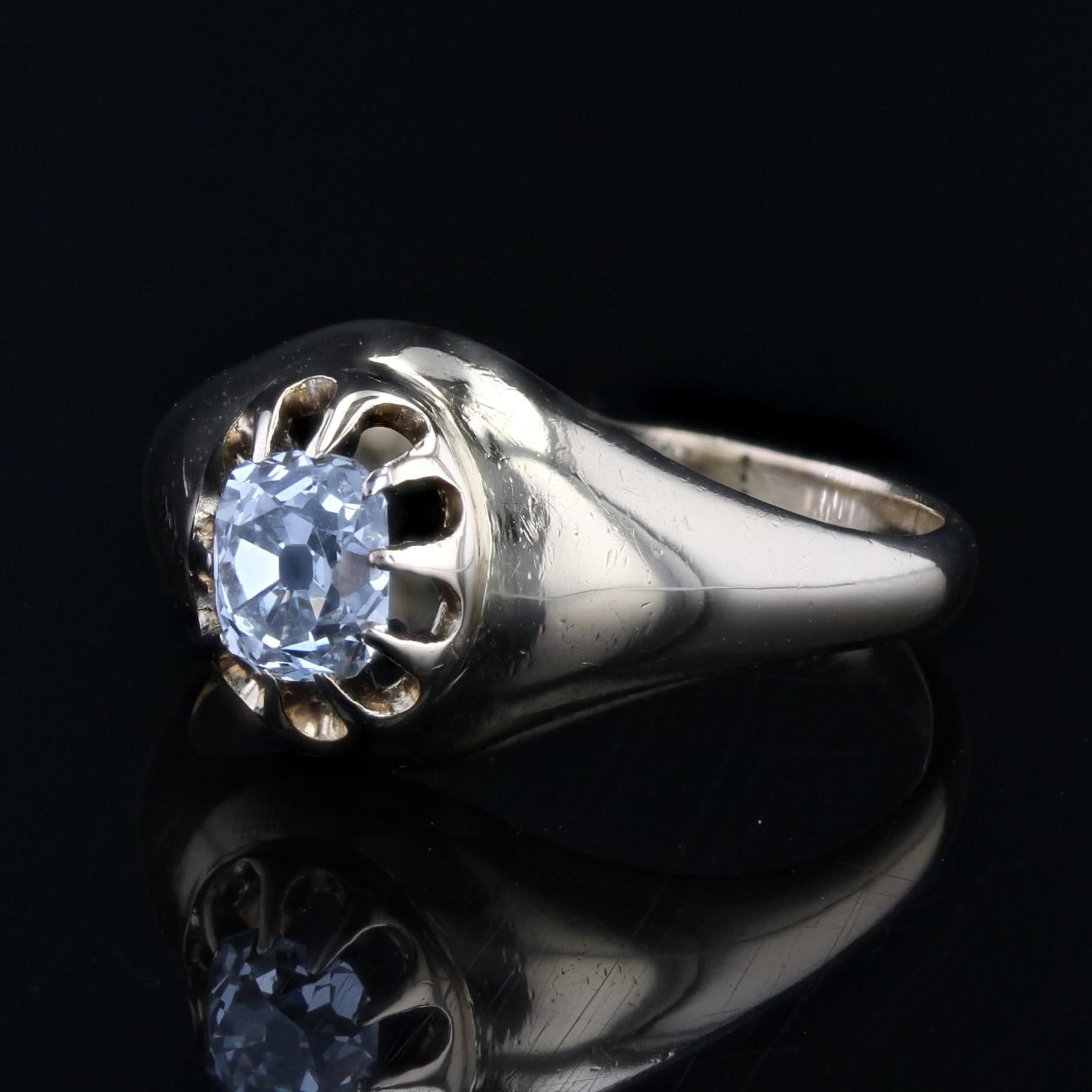 20th Century Diamond 18 Karat Yellow Gold Solitaire Bangle Ring For Sale 2