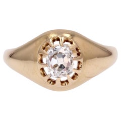 Bague solitaire en or jaune 18 carats avec diamant du 20e siècle Bague solitaire en or jaune 18 carats avec diamant du 20e siècle