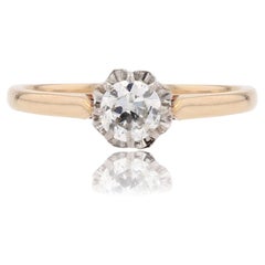 20th Century Diamond 18 Karat Yellow Gold Solitaire Ring
