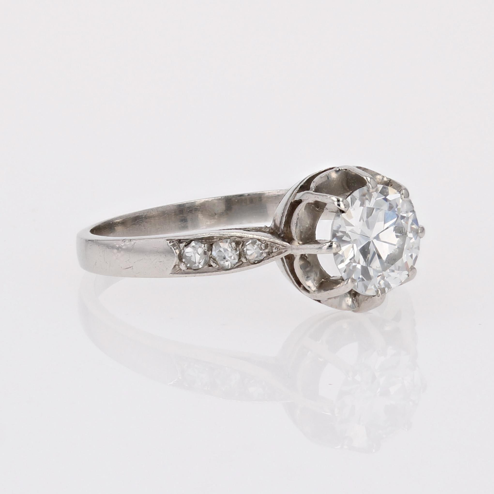 20th Century Diamond Platinum Solitaire Ring For Sale 5