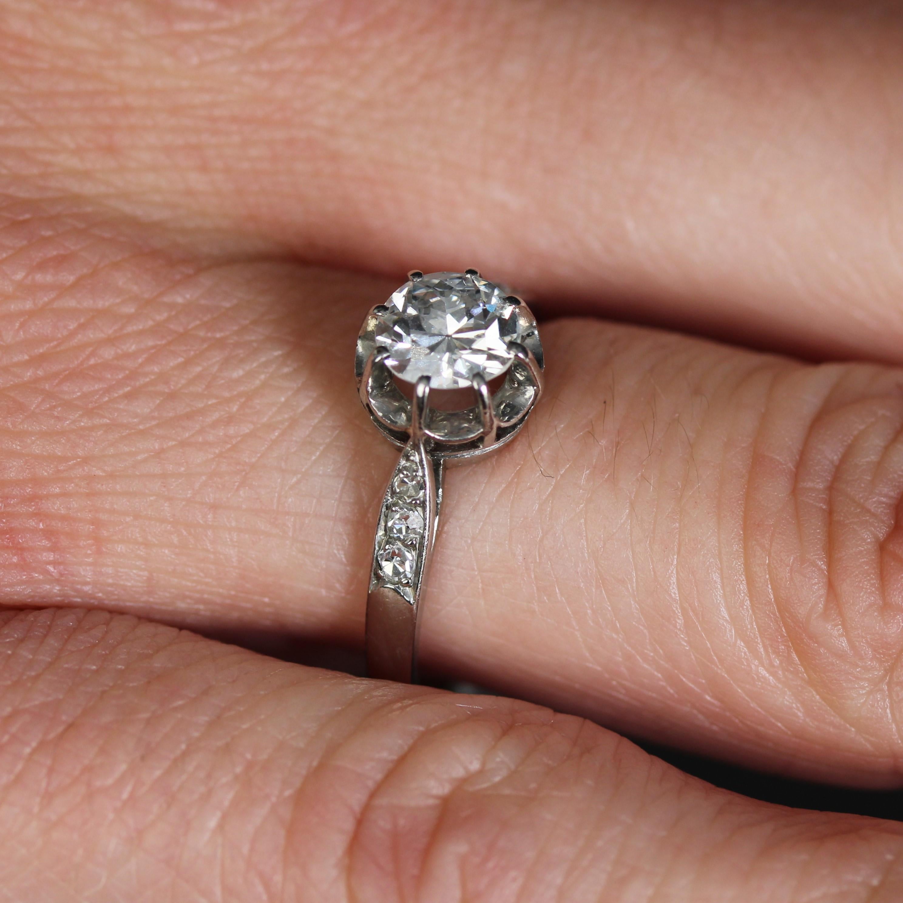20th Century Diamond Platinum Solitaire Ring For Sale 6