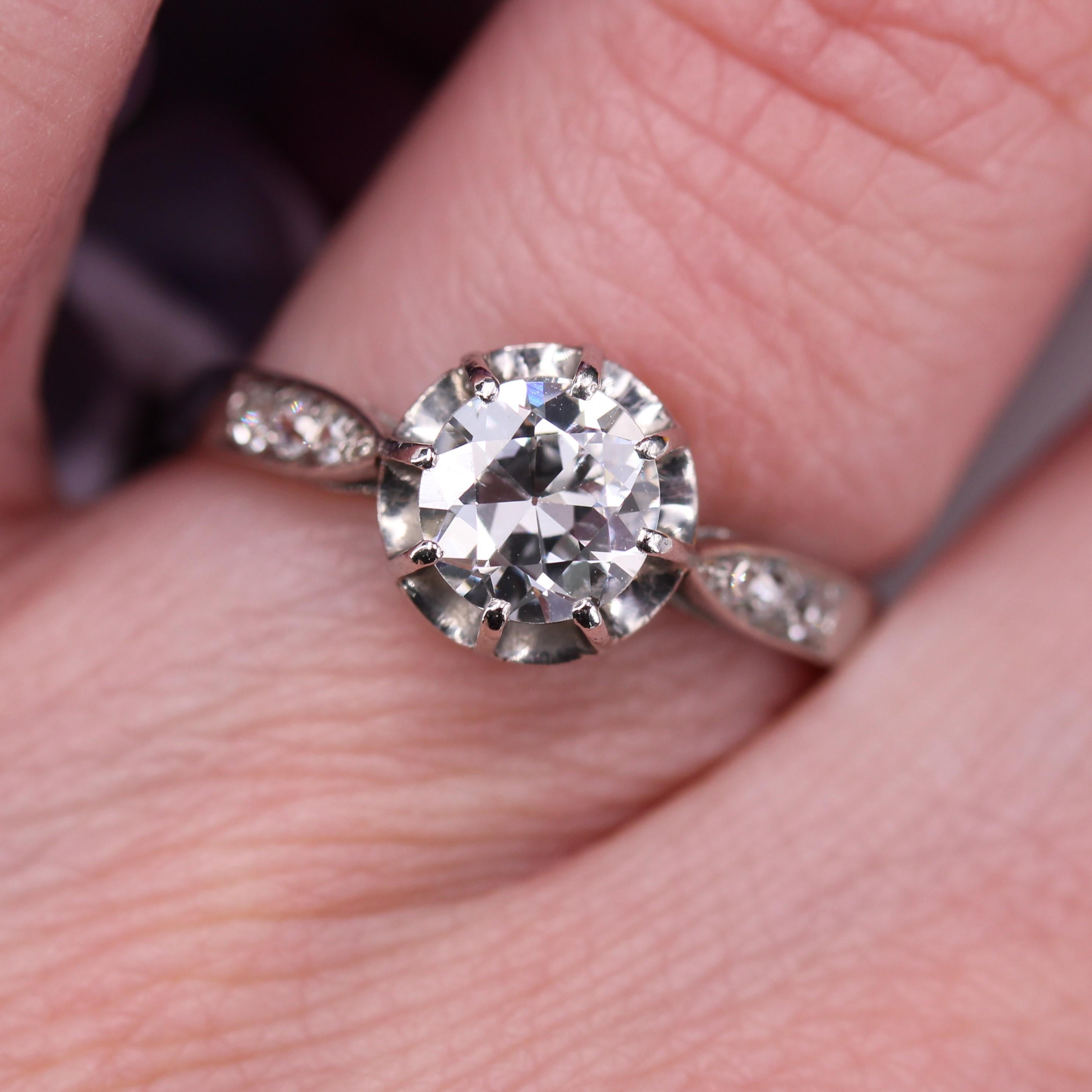 20th Century Diamond Platinum Solitaire Ring For Sale 9