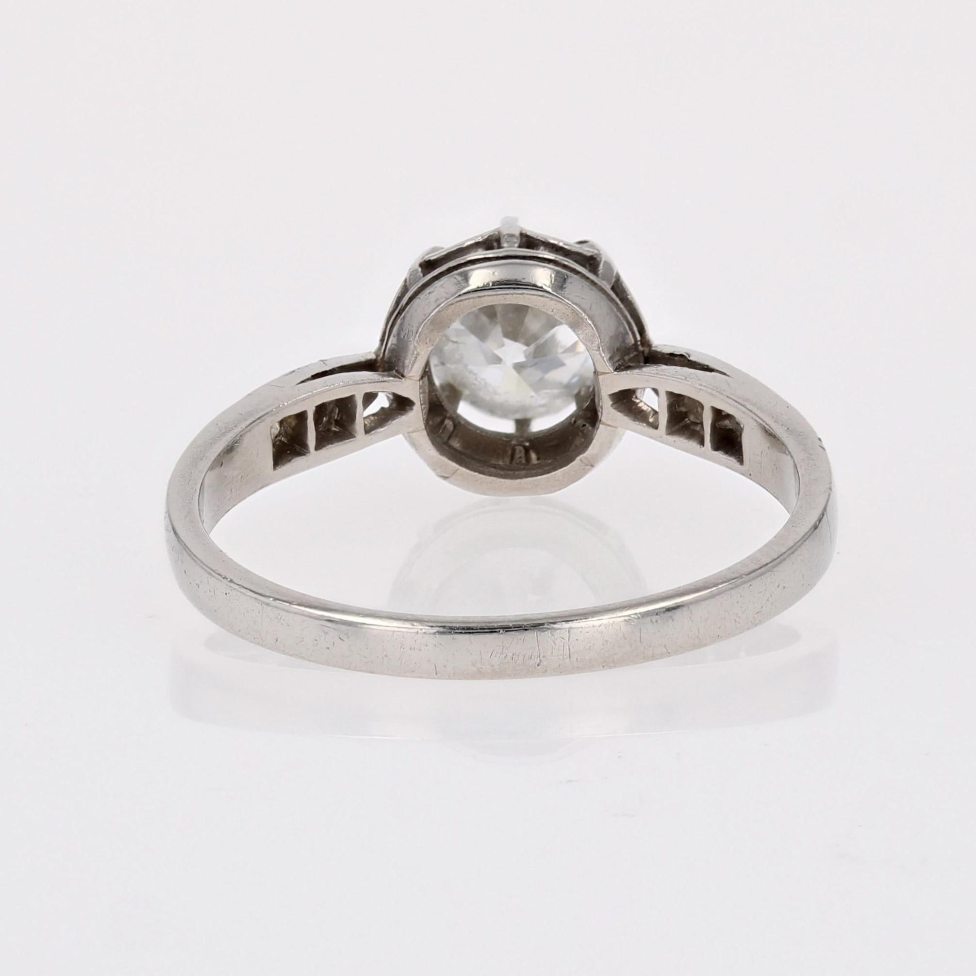 20th Century Diamond Platinum Solitaire Ring For Sale 11