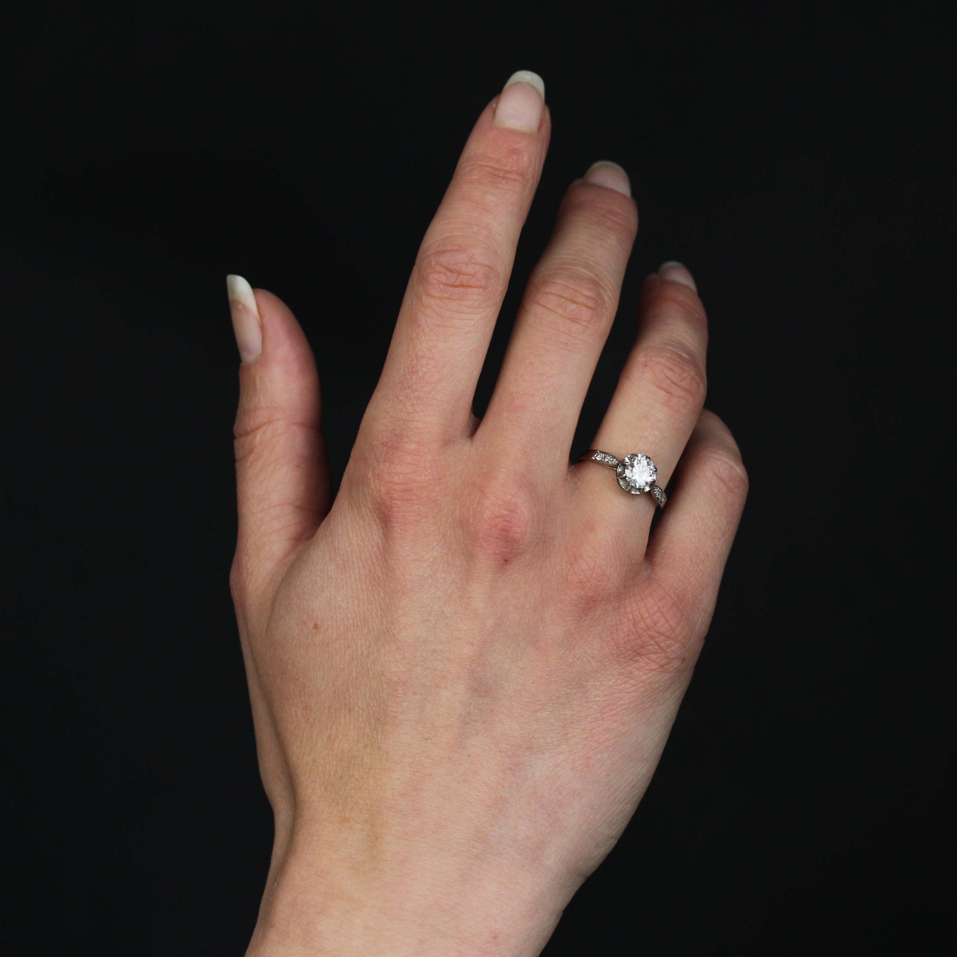 Oval Cut 20th Century Diamond Platinum Solitaire Ring For Sale