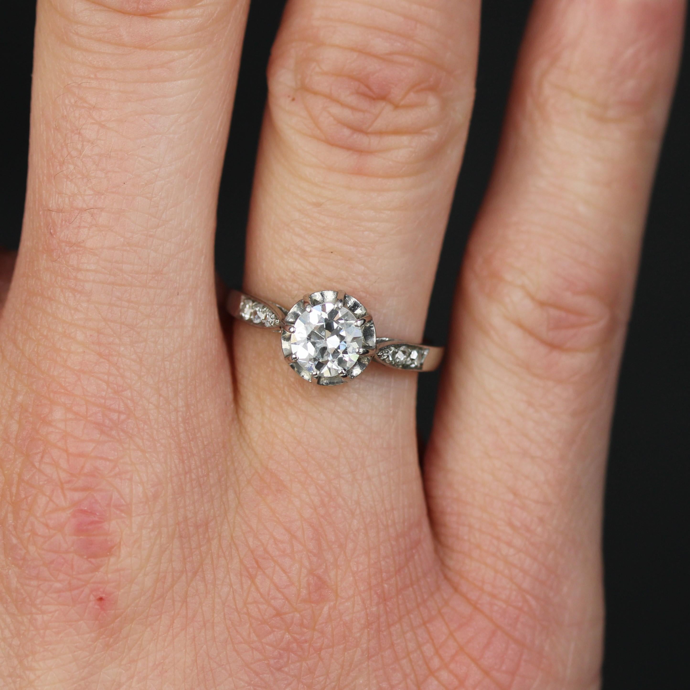 Women's 20th Century Diamond Platinum Solitaire Ring For Sale