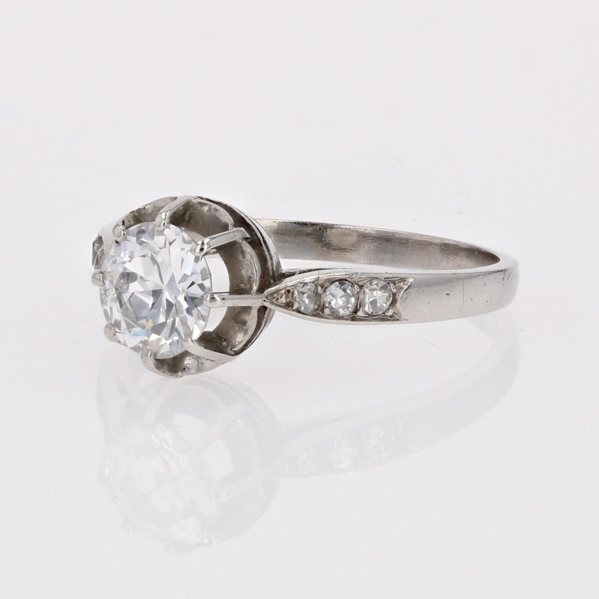 20th Century Diamond Platinum Solitaire Ring For Sale 2