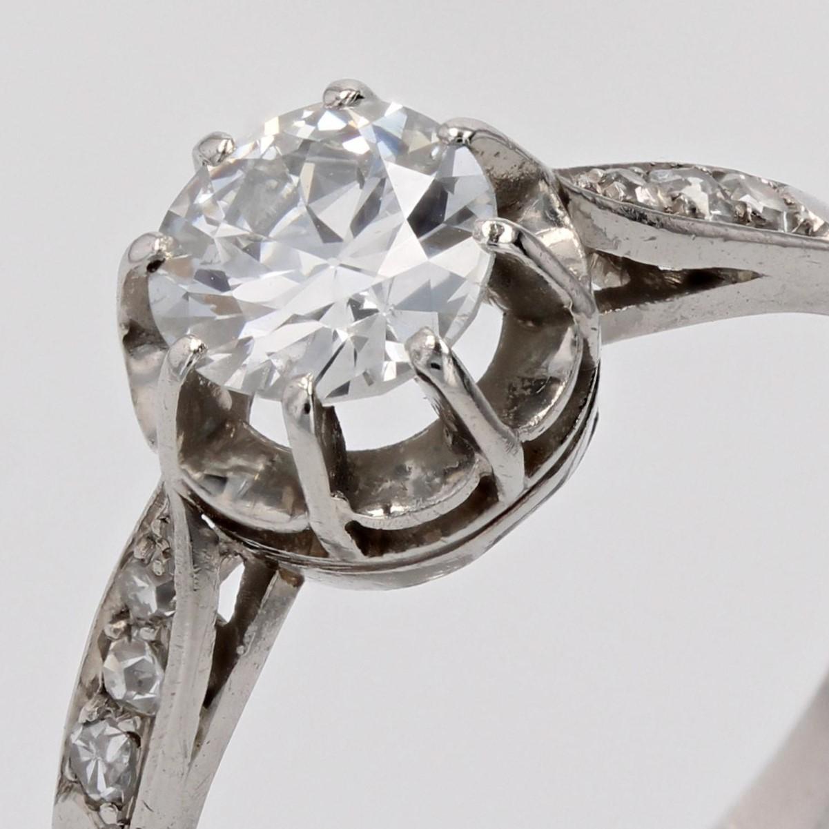 20th Century Diamond Platinum Solitaire Ring For Sale 3
